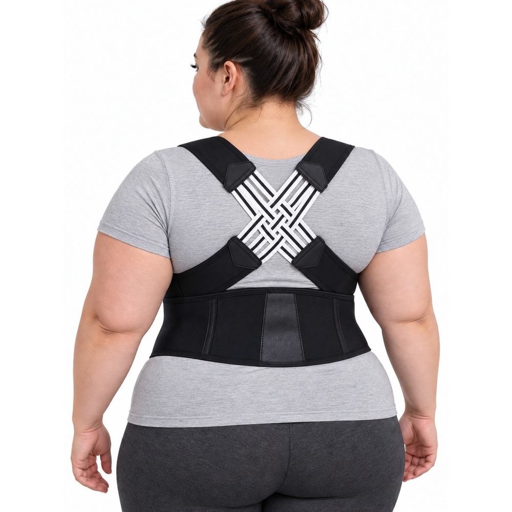 Womens Posture Corrector Back Support Brace Black Compression Vest 3XL